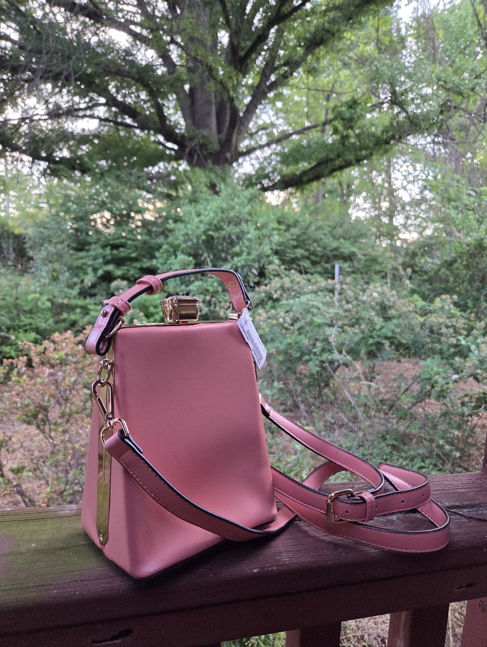 ✨Leatherette Pink Structured Top-Handle Crossbody Fashion Bag
